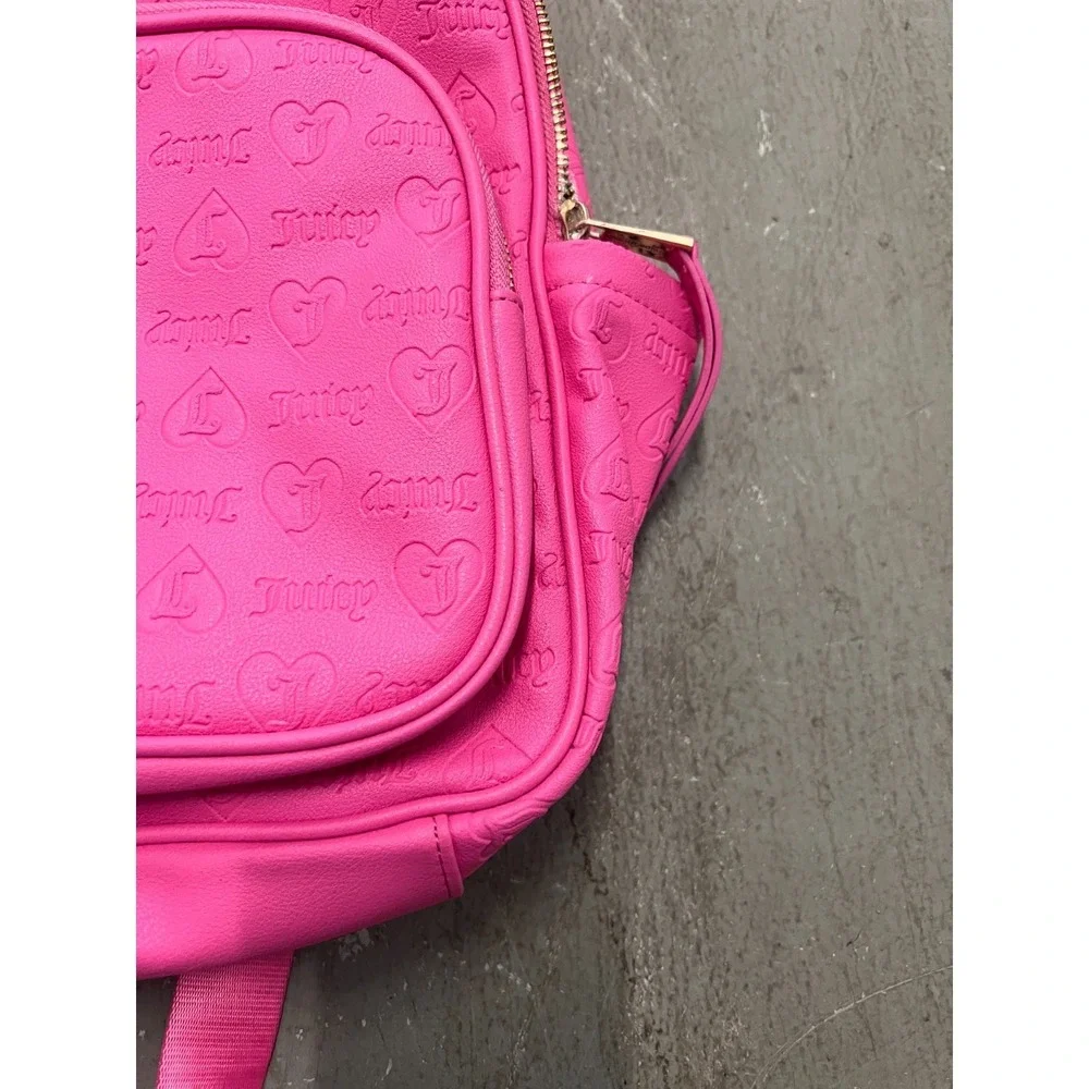 Juicy Couture Wordplay Backpack Womens Pink Debossed Logo Shoulder Bag See‎ Pics